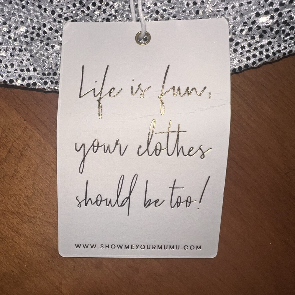 NEW Show Me Your Mumu Micro‎ Tube Top, Silver Confetti Size Large - Picture 2 of 11